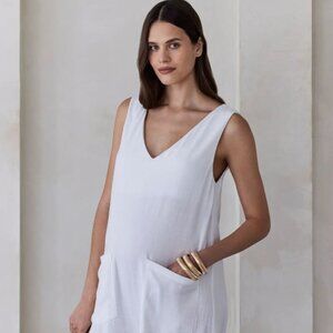 NEW Bumpsuit Maternity White Oversized Linen Jumpsuit - SIZE SMALL